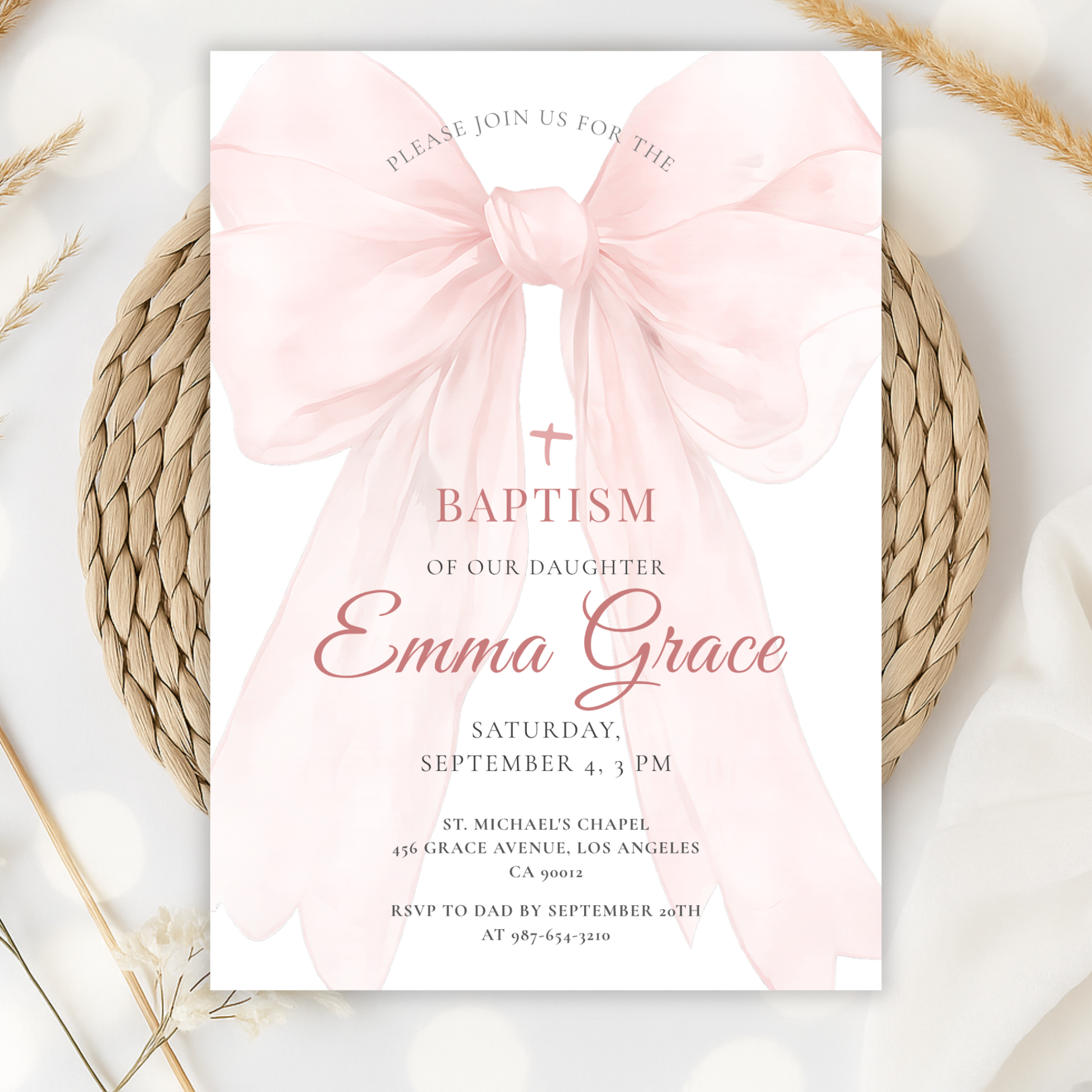 Floral Baptism Invitation by Pretty Digital — view 10