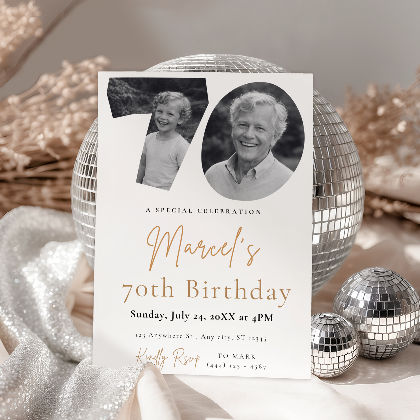 Classic 70th Birthday Invitation by Pretty Digital — view 9