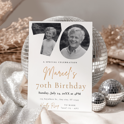 Classic 70th Birthday Invitation by Pretty Digital — view 9
