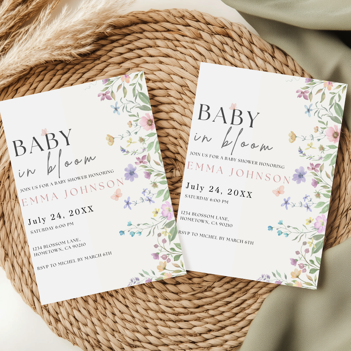 Baby Bloom — Floral Baby Shower Invitation Template by Pretty Digital — view 5