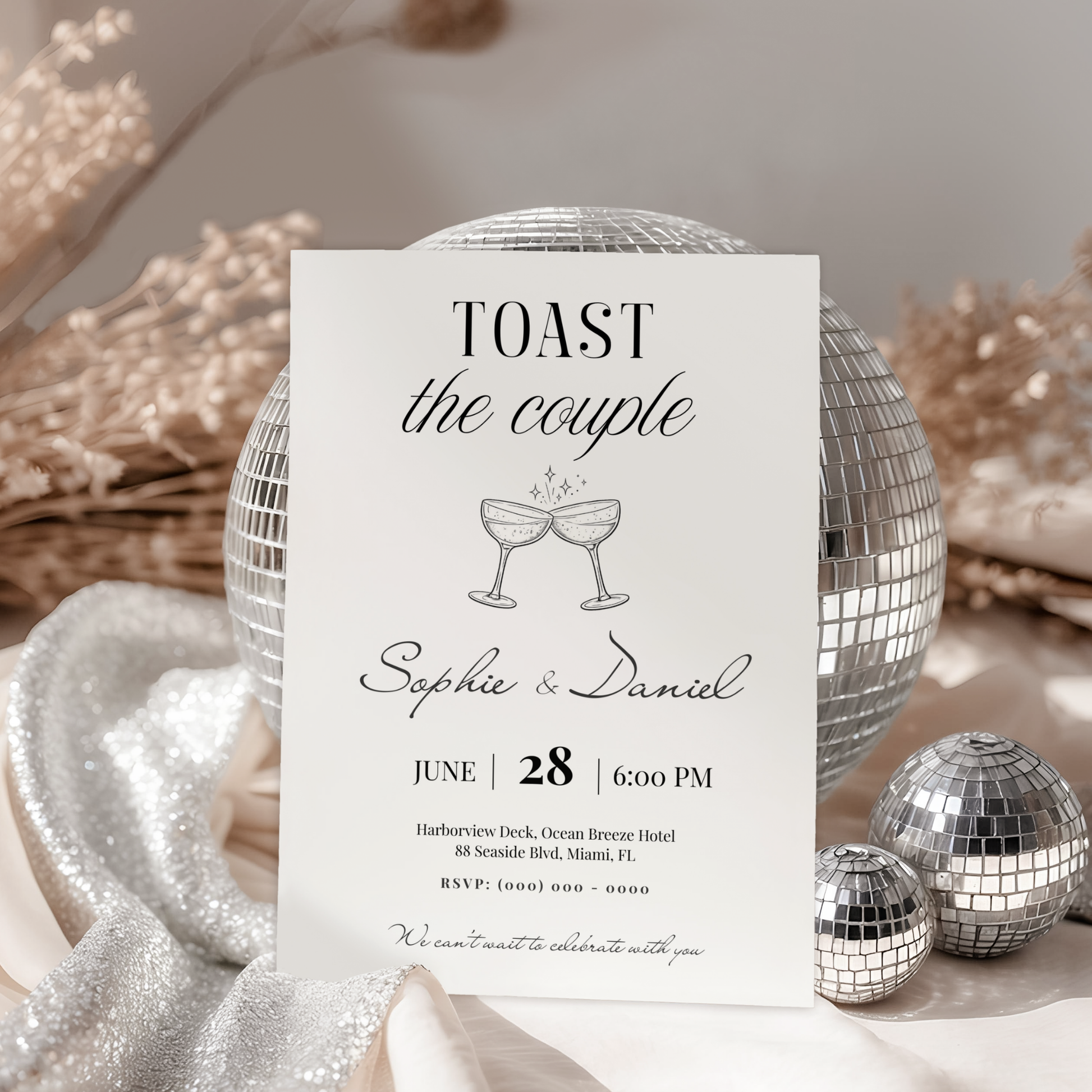 Toast the Couple — Engagement Party Invitation Template by Pretty Digital — view 3
