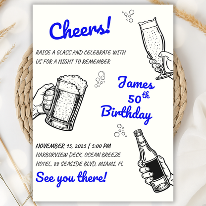 Gold invitation template by Pretty Digital — printable digital download