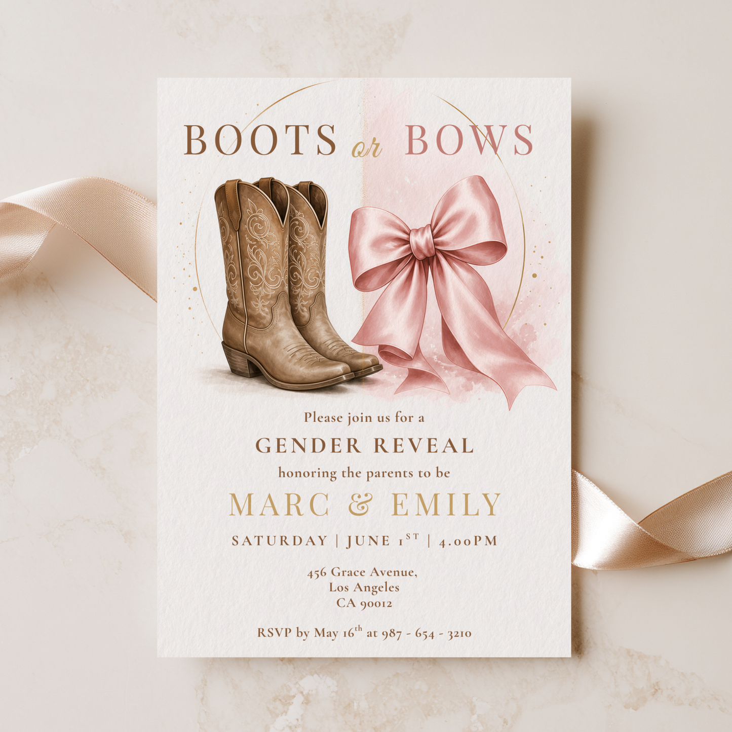 Boots or Bows — Western Gender Reveal Invitation Template by Pretty Digital — view 10