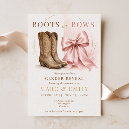 Boots or Bows — Western Gender Reveal Invitation Template by Pretty Digital — view 10