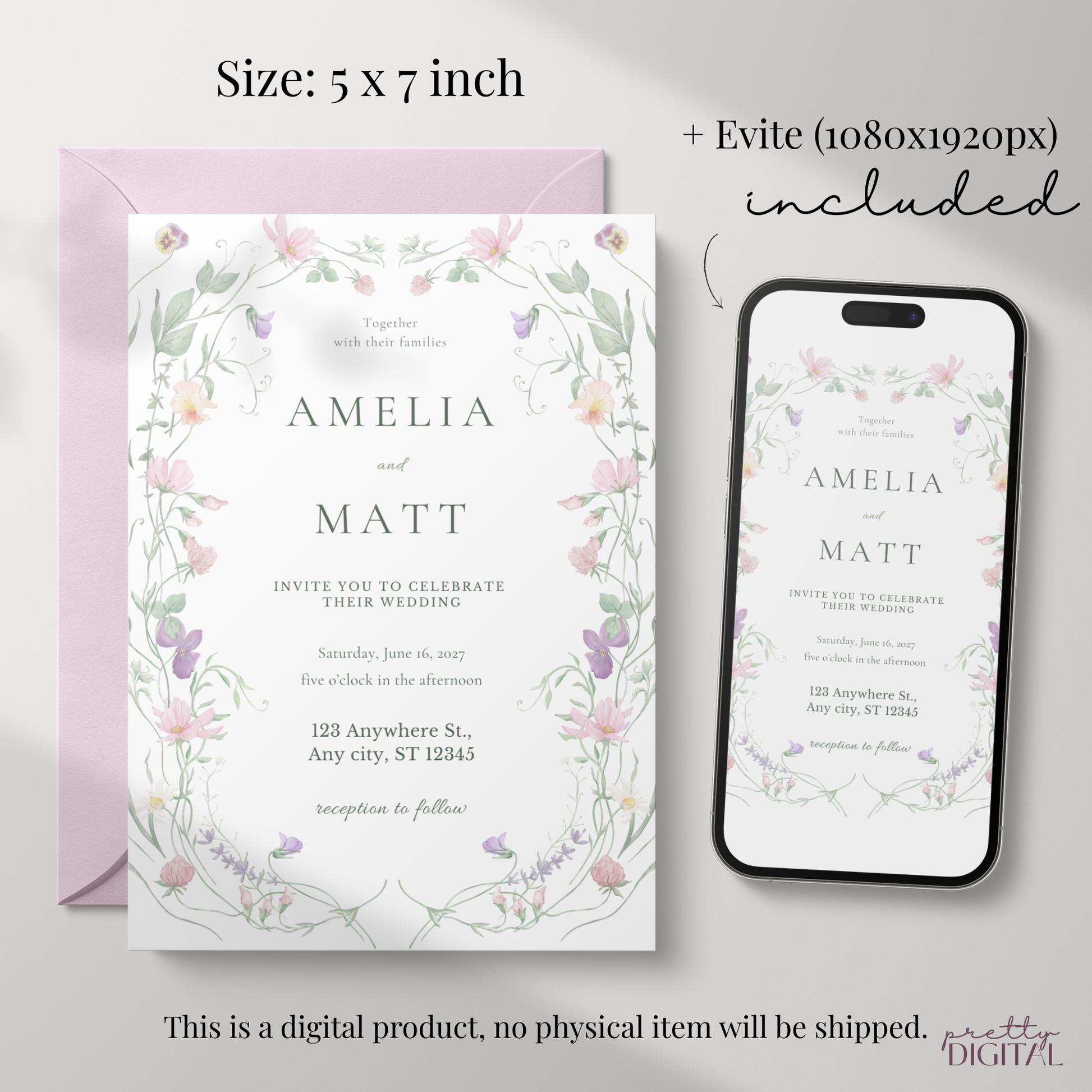 Modern Wedding Invitation by Pretty Digital — view 2