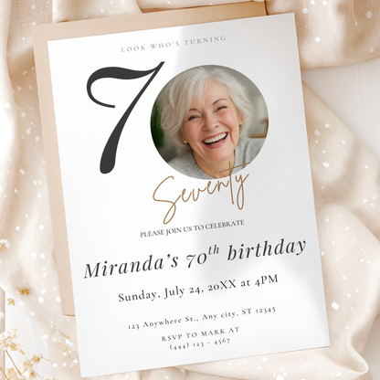 Look Who's Turning Seventy — 70th Birthday Invitation Template by Pretty Digital — view 8