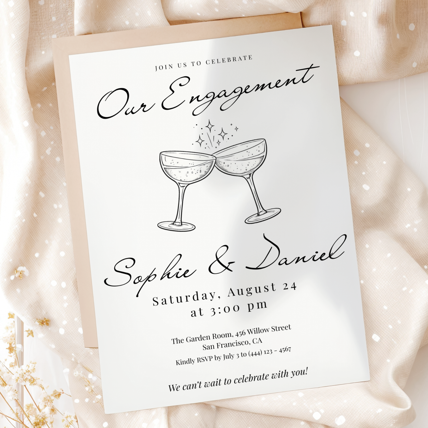 Floral invitation template by Pretty Digital — printable digital download