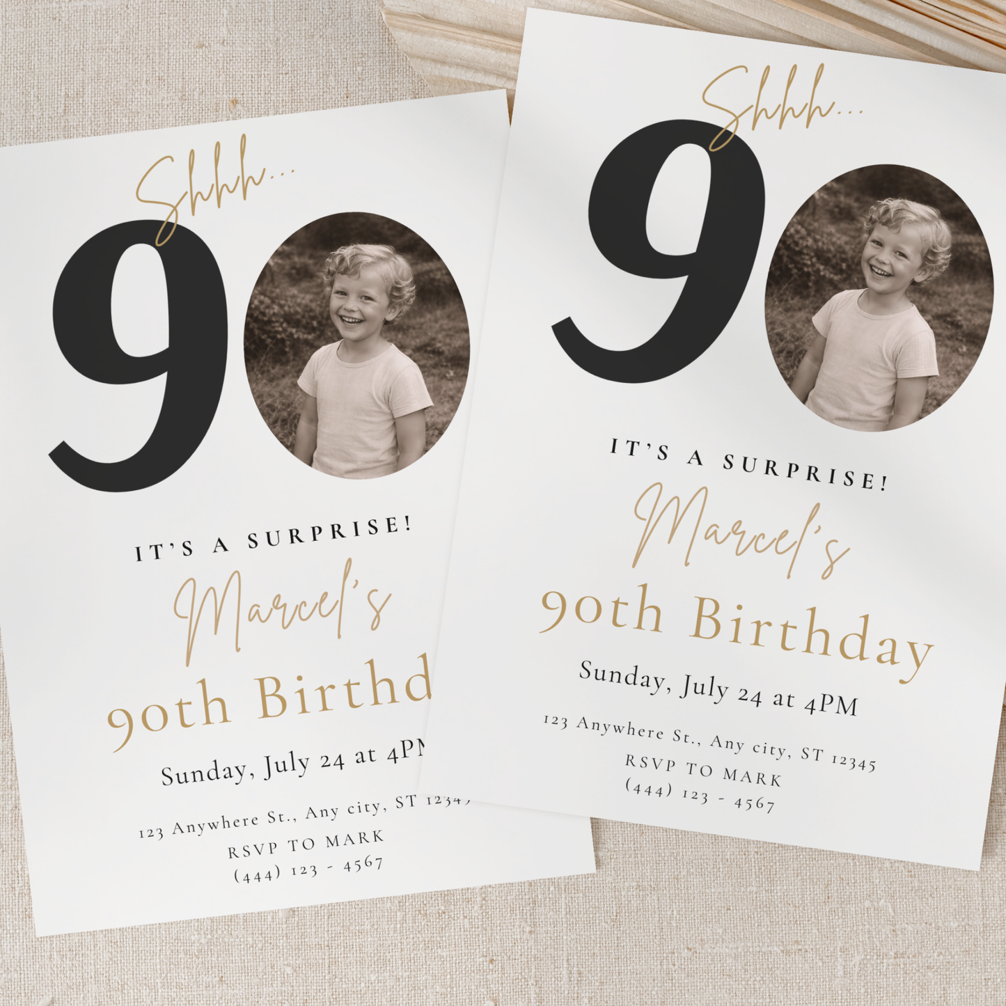 Classic 90th Birthday Invitation by Pretty Digital — view 3