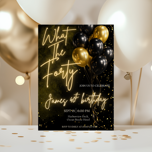 What The Forty — 40th Birthday Invitation Template by Pretty Digital — view 7