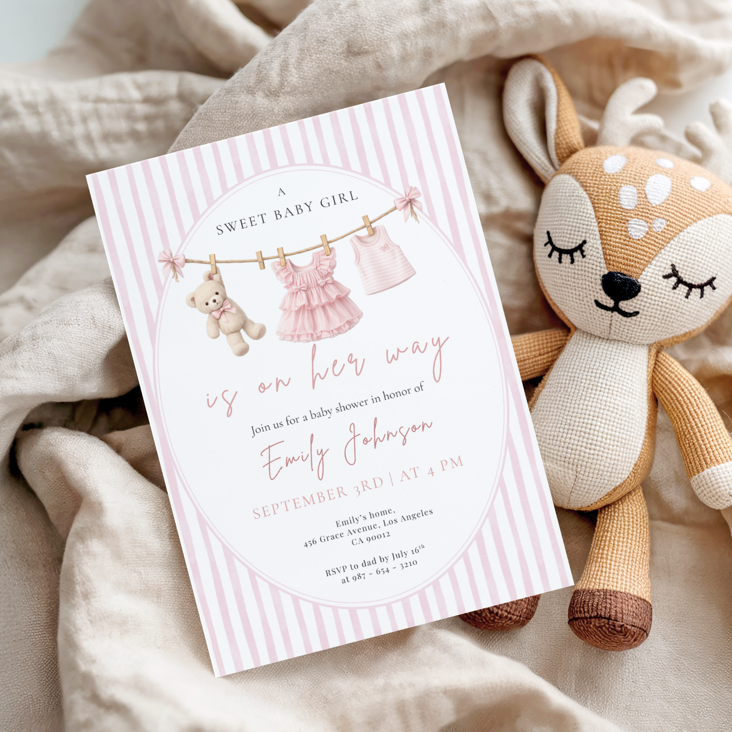 A Sweet Baby Girl — Fall Baby Shower Invitation Template by Pretty Digital — view 3