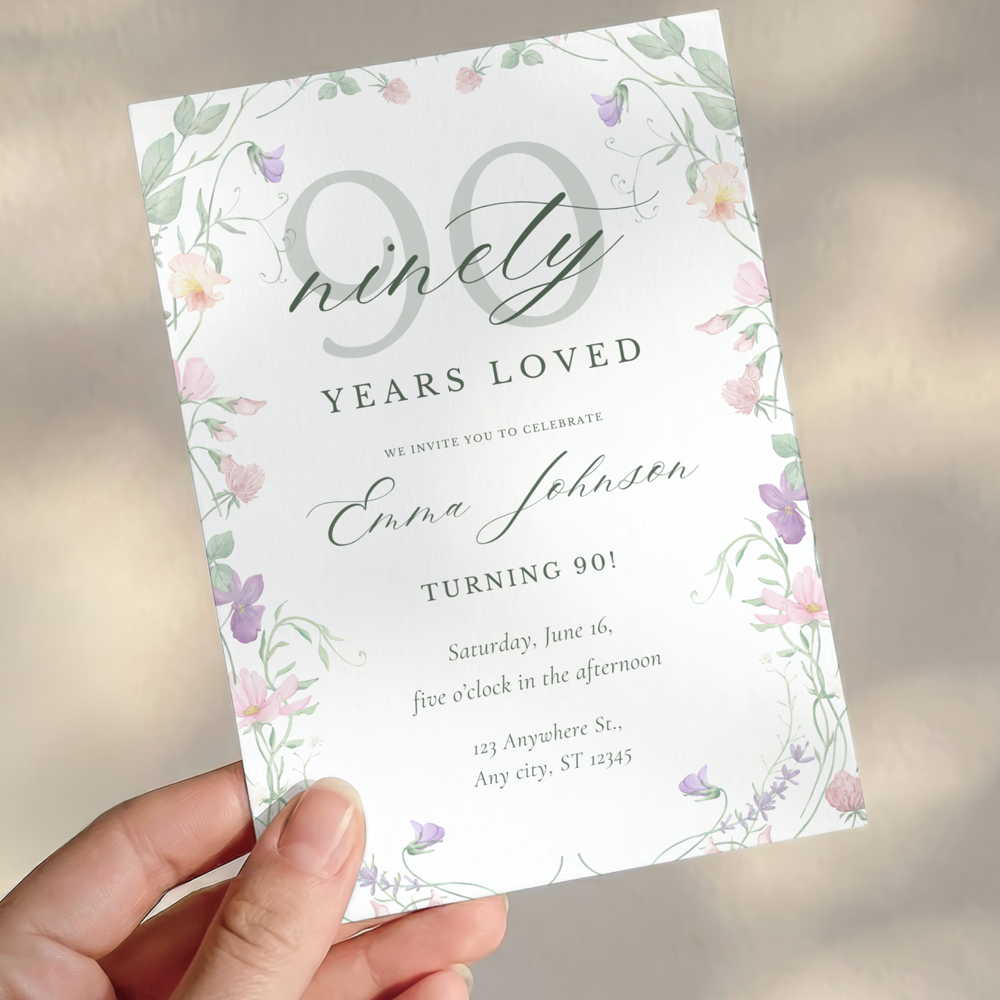 Ninety Years Loved — 90th Birthday Invitation Template by Pretty Digital — view 9