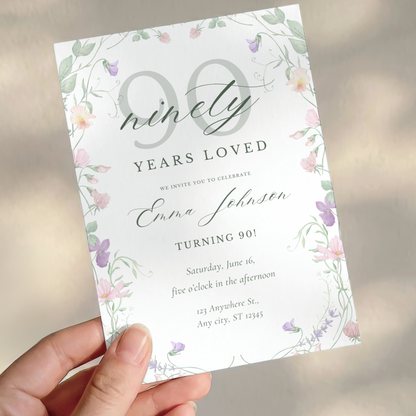Ninety Years Loved — 90th Birthday Invitation Template by Pretty Digital — view 9