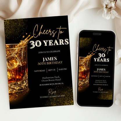 Cheers to 30 Years — 30th Birthday Invitation Template by Pretty Digital — view 6