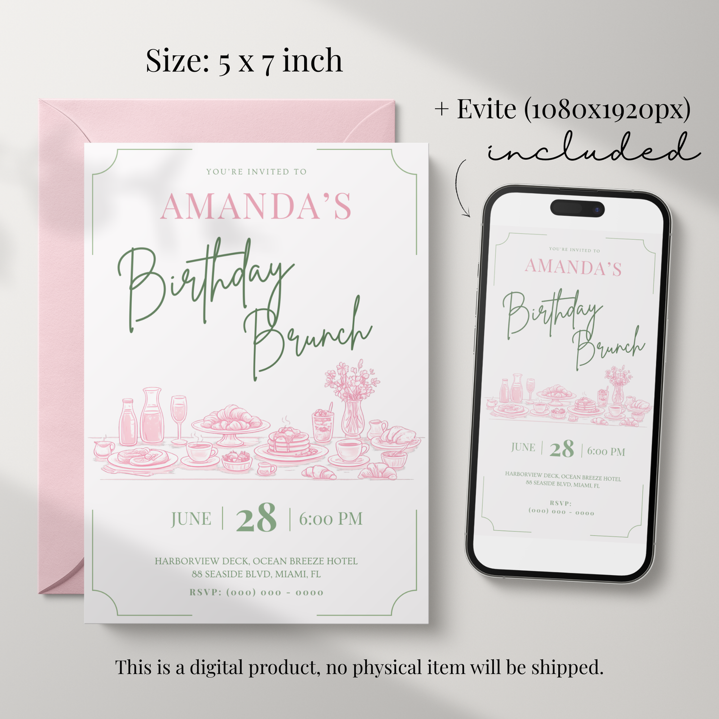 Floral Brunch Invitation by Pretty Digital — view 2