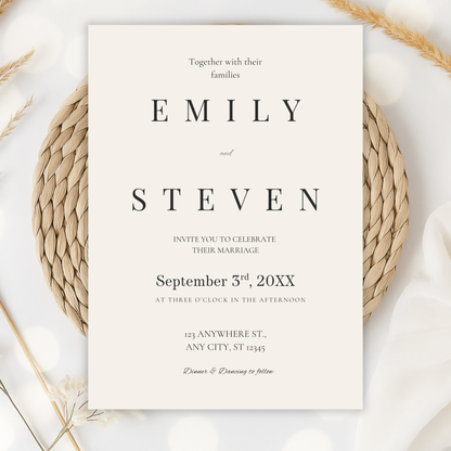 Ivory Classic Elegant Wedding Invitation by Pretty Digital — view 5