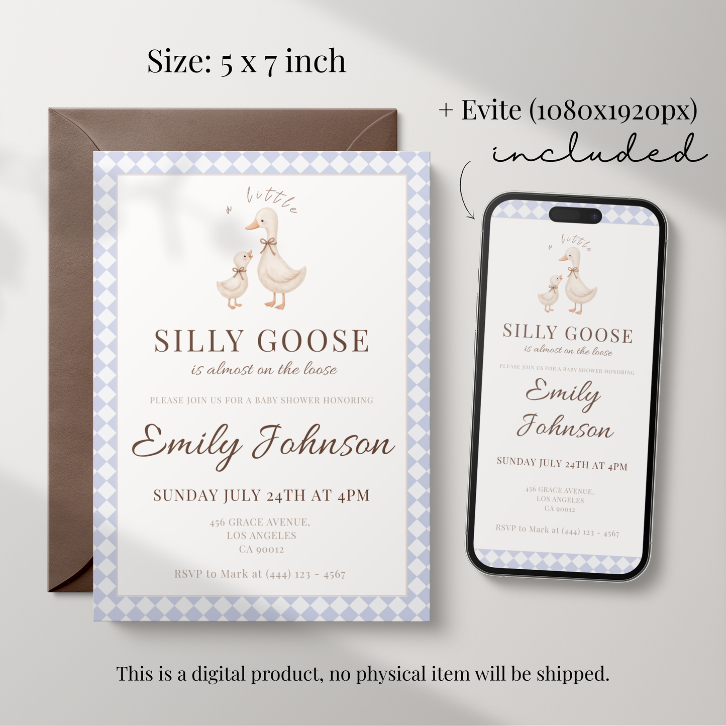 Silly Goose — Gender-Neutral Baby Shower Invitation Template by Pretty Digital — view 2