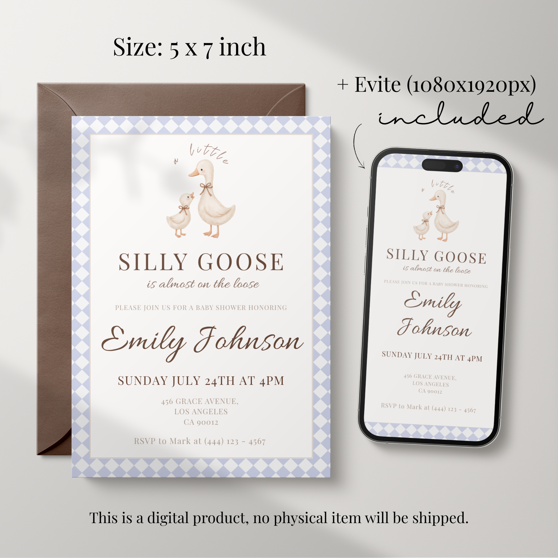 Silly Goose — Gender-Neutral Baby Shower Invitation Template by Pretty Digital — view 2