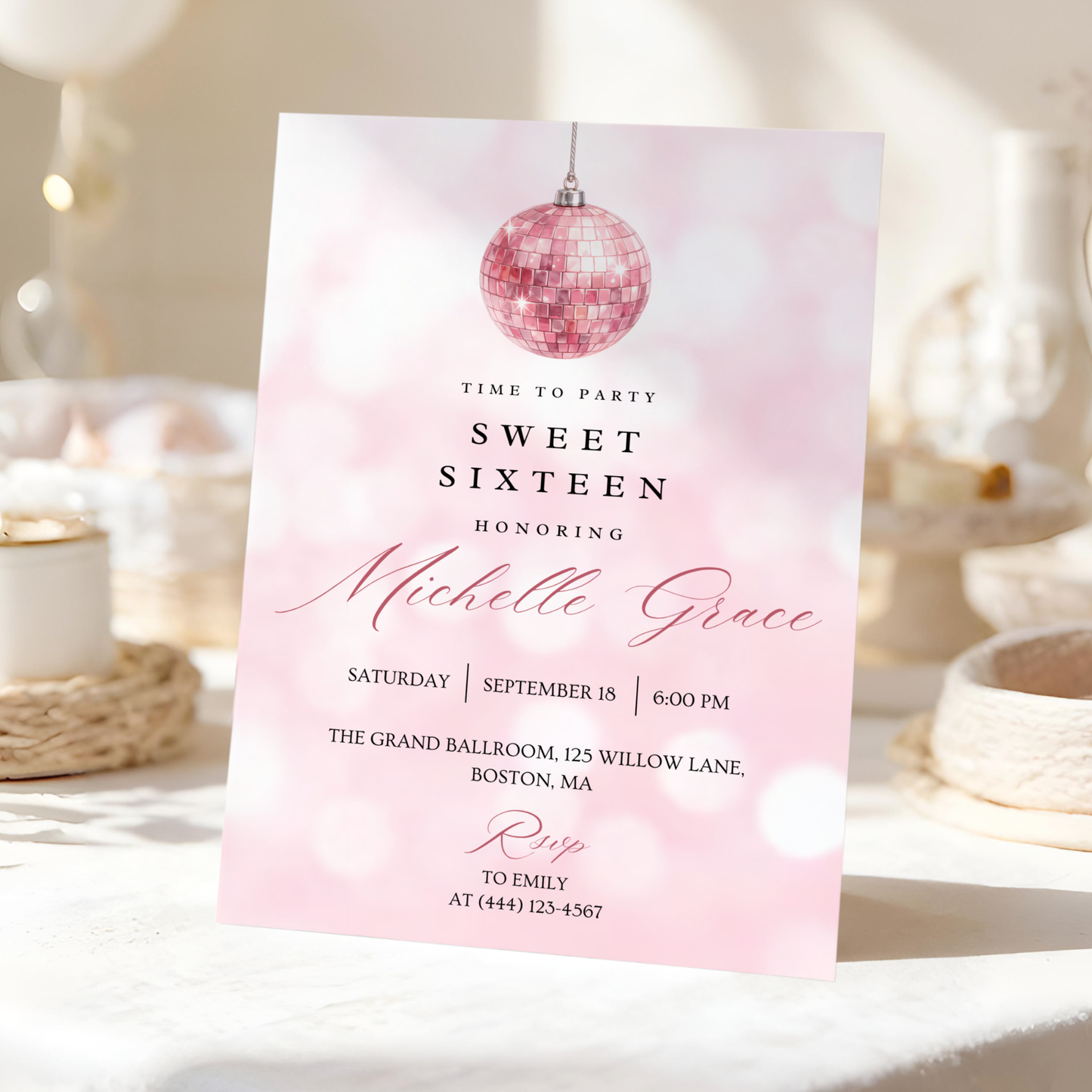 Time to Party — Sweet 16 Invitation Template by Pretty Digital — view 9