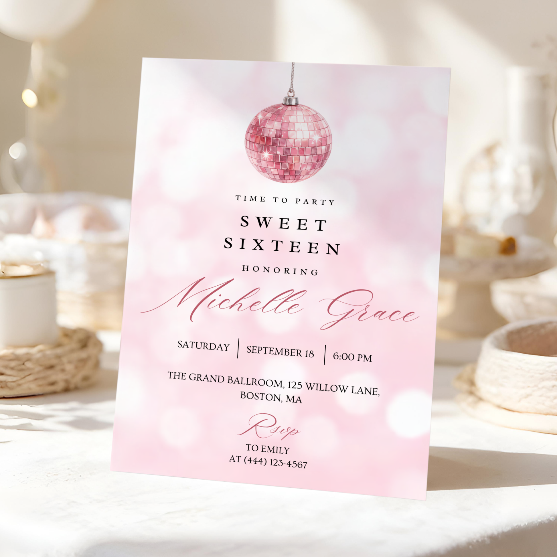 Time to Party — Sweet 16 Invitation Template by Pretty Digital — view 9