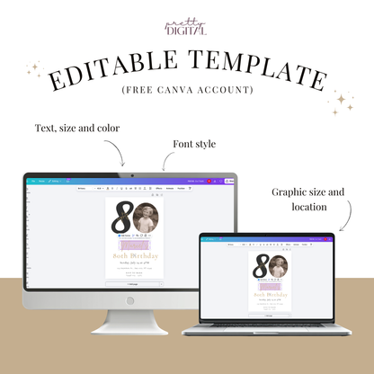 Classic 80th Birthday Invitation by Pretty Digital — view 4