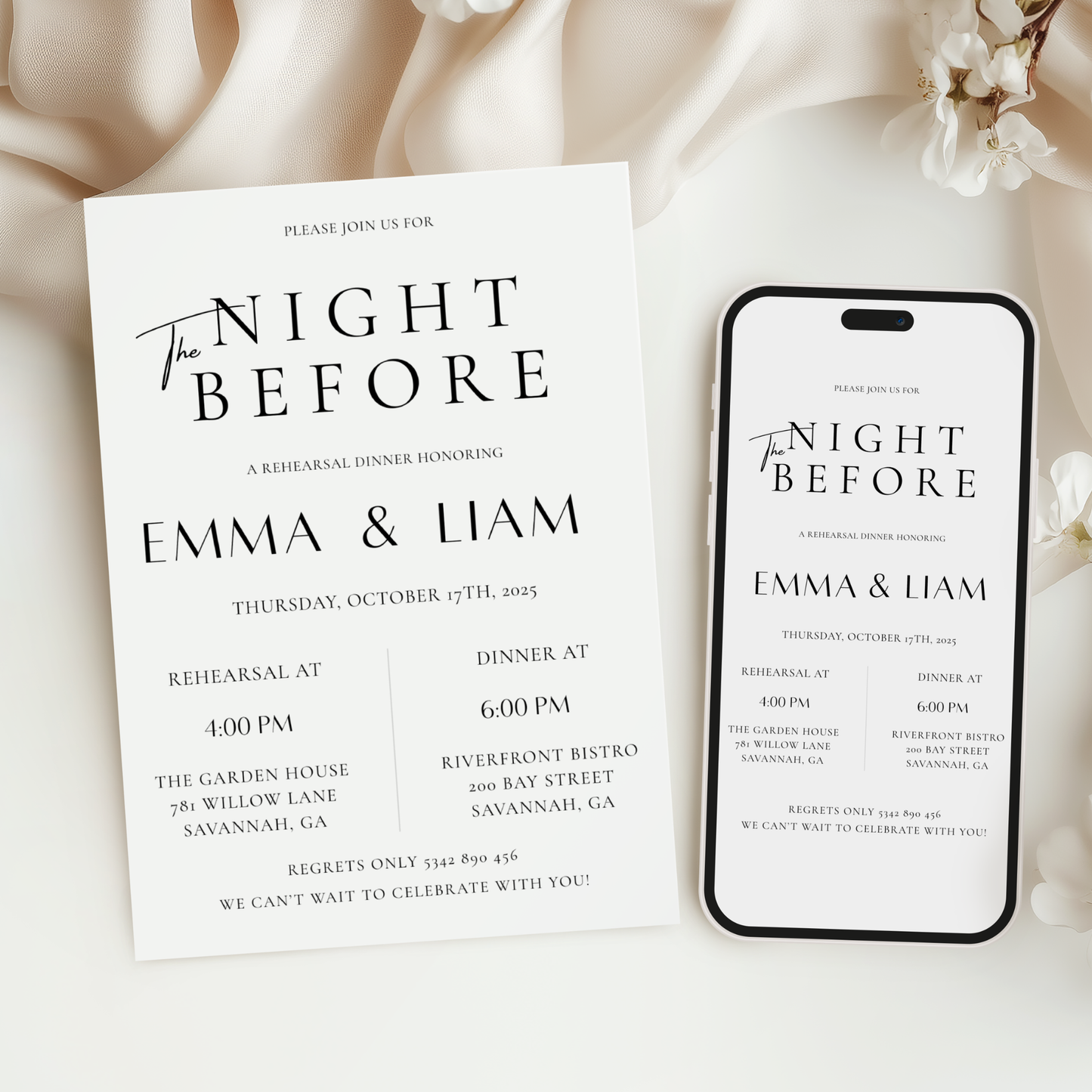Please Join Us — The Night Before Rehearsal Dinner Invitation by Pretty Digital — printable digital download
