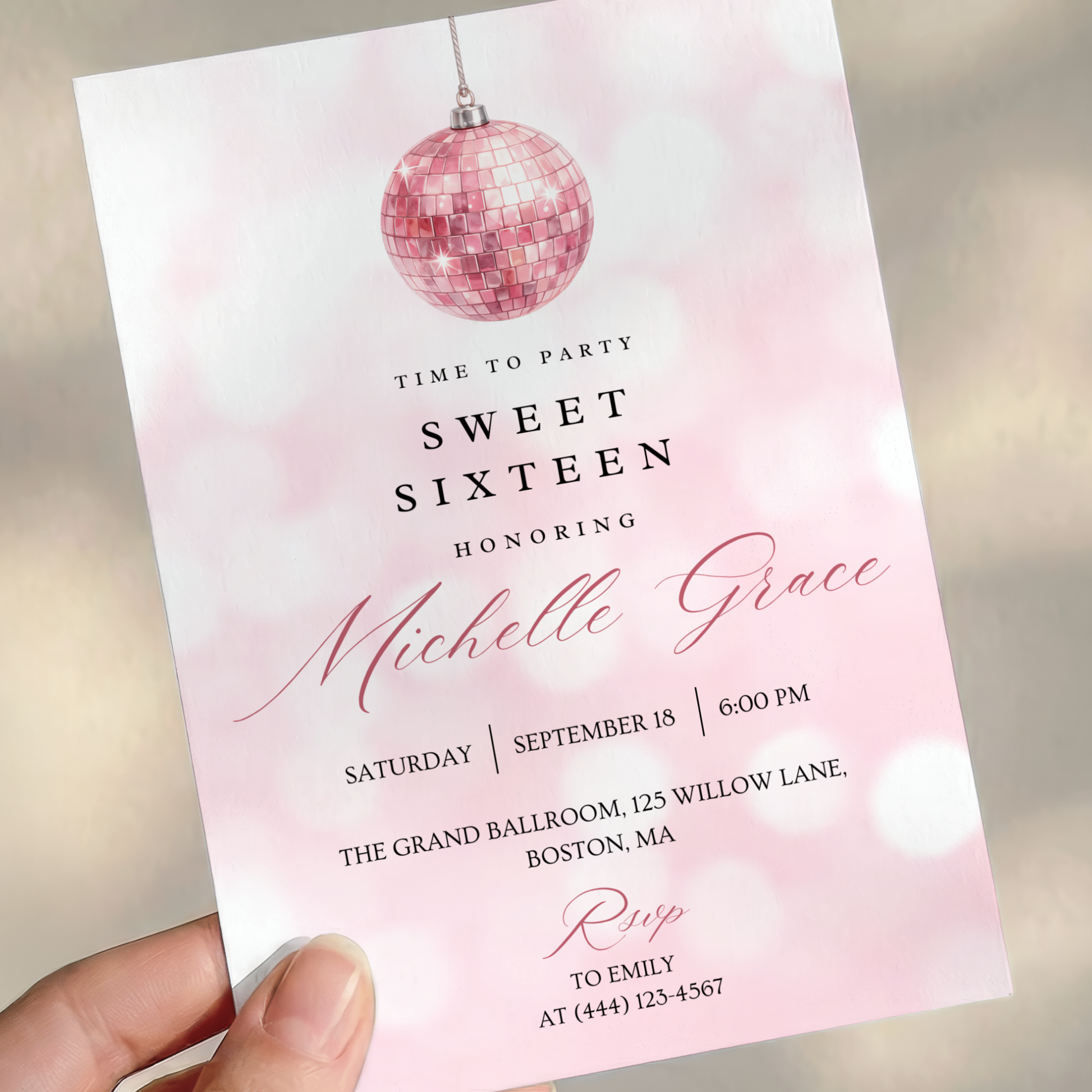 Time to Party — Sweet 16 Invitation Template by Pretty Digital — view 3