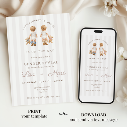 Cowboy or Cowgirl — Gender Reveal Invitation Template (Western) by Pretty Digital — view 6