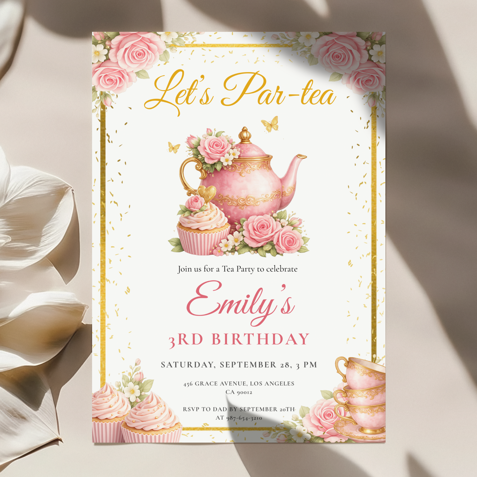 Let's Par-Tea (Kids) — Tea Party Birthday Invitation Template by Pretty Digital — view 10