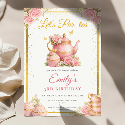 Let's Par-Tea (Kids) — Tea Party Birthday Invitation Template by Pretty Digital — view 10