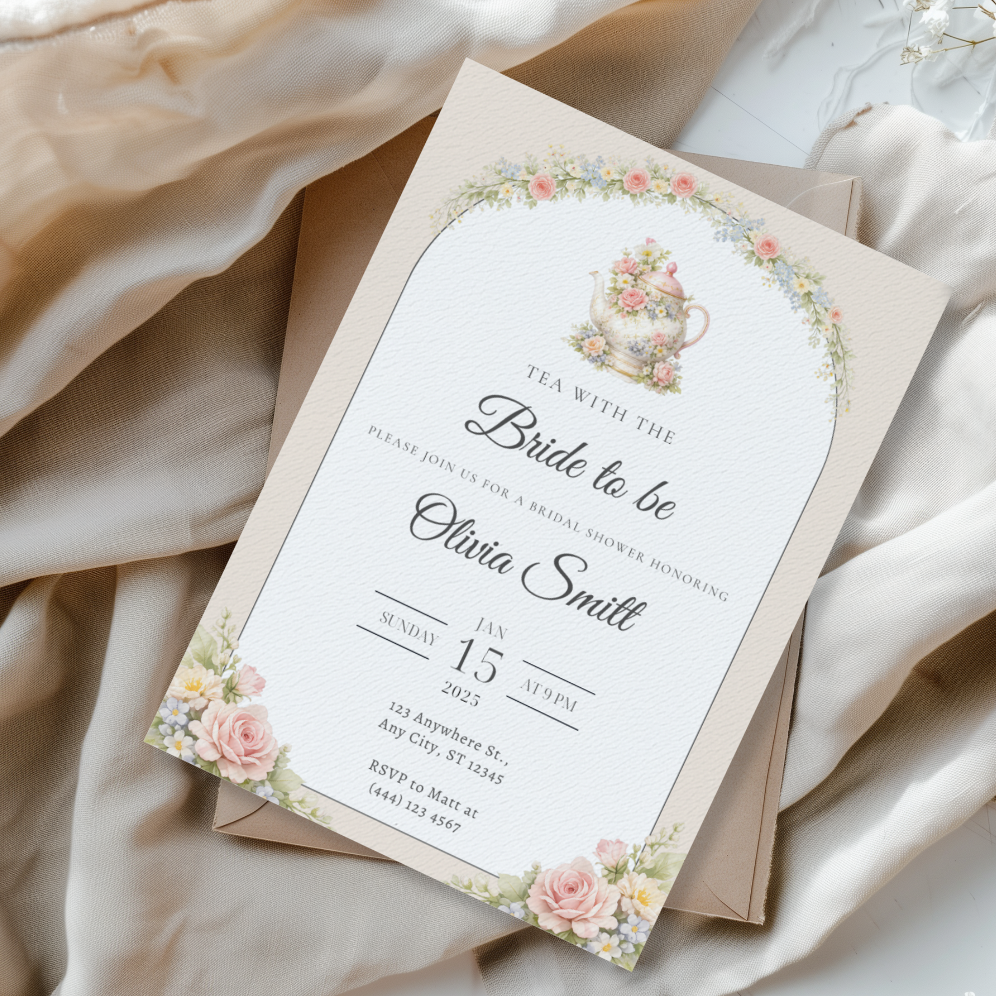 Tea With the Bride-to-Be — Bridal Shower Invitation Template by Pretty Digital — view 5