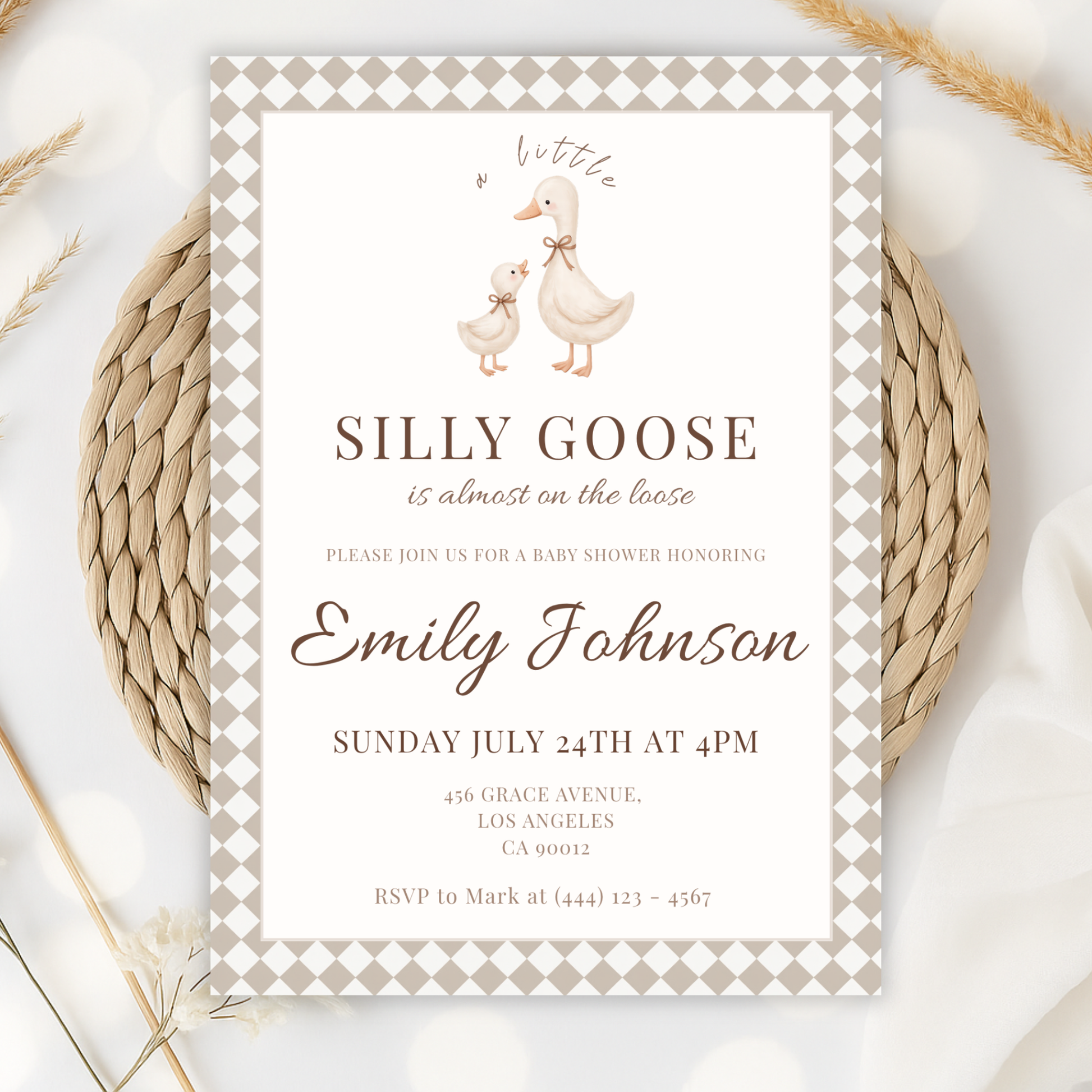 Silly Goose on the Loose — Baby Shower Invitation Template by Pretty Digital — view 10
