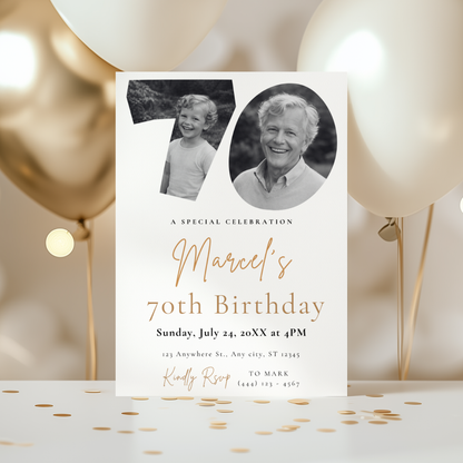 Classic 70th Birthday Invitation by Pretty Digital — view 8