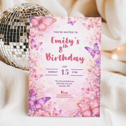 Floral Birthday Invitation for Girls by Pretty Digital — view 3
