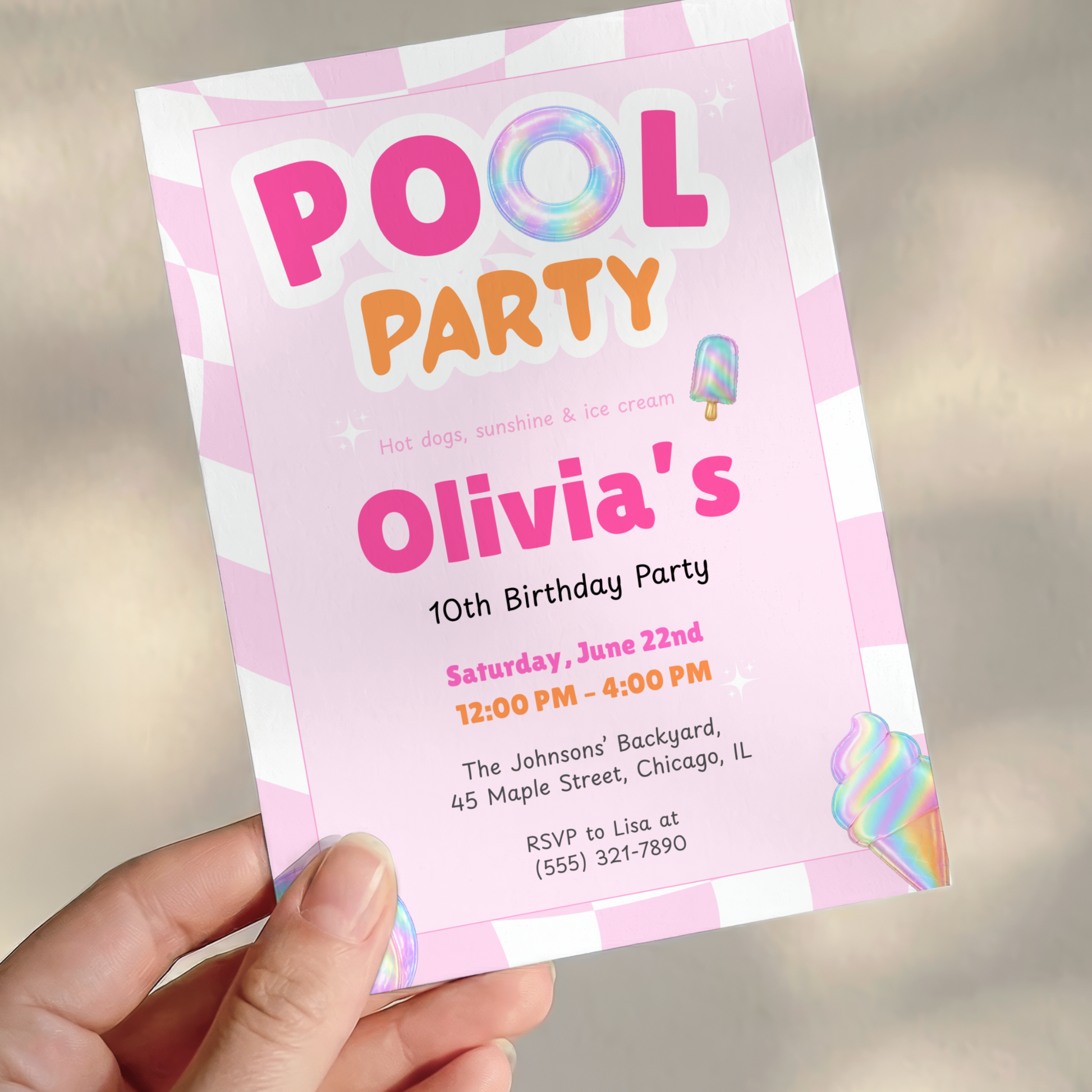 Pool Party — Sunshine & Splash Birthday Invitation Template by Pretty Digital — view 9