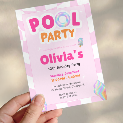 Pool Party — Sunshine & Splash Birthday Invitation Template by Pretty Digital — view 9