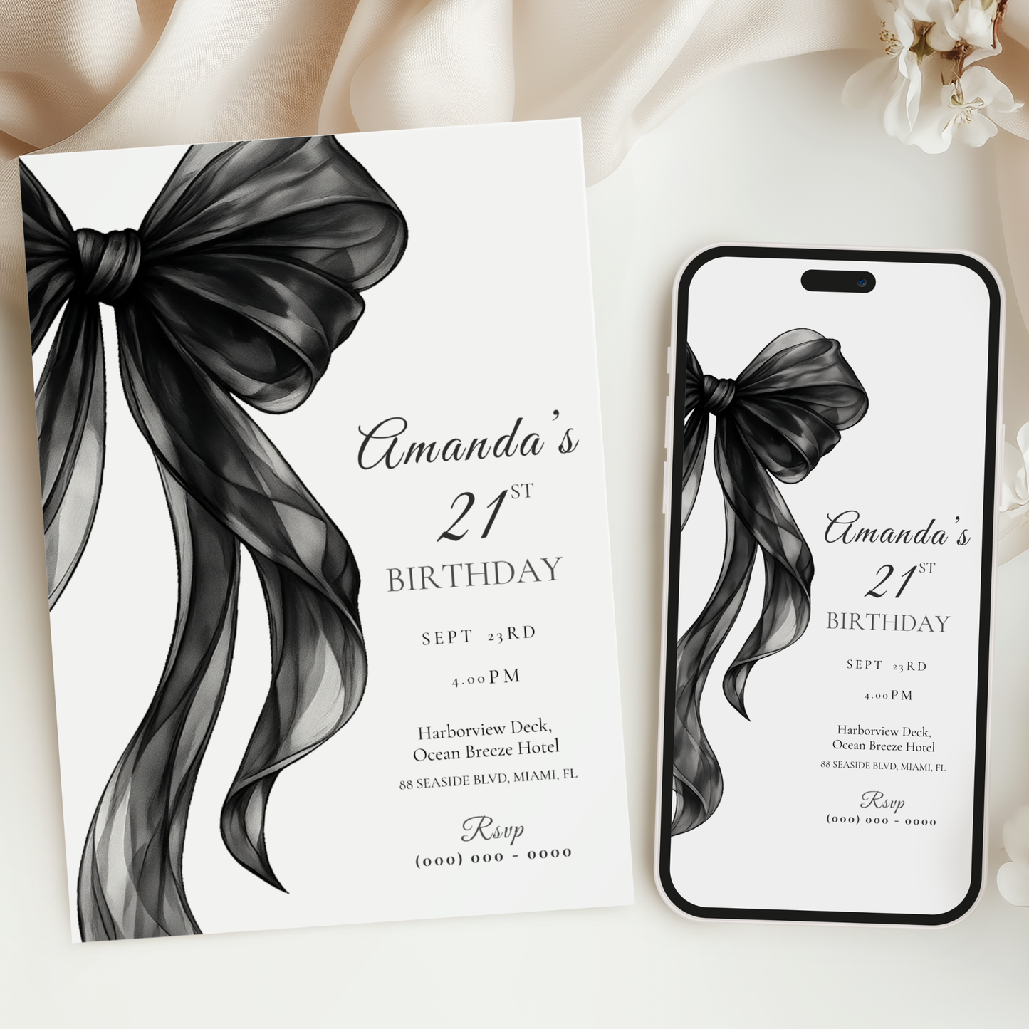 Chic invitation template by Pretty Digital — printable digital download