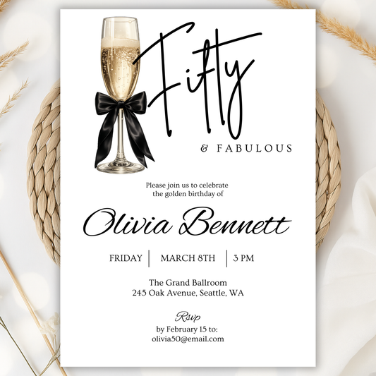 Fabulous — 50th Birthday Invitation for Women by Pretty Digital — printable digital download