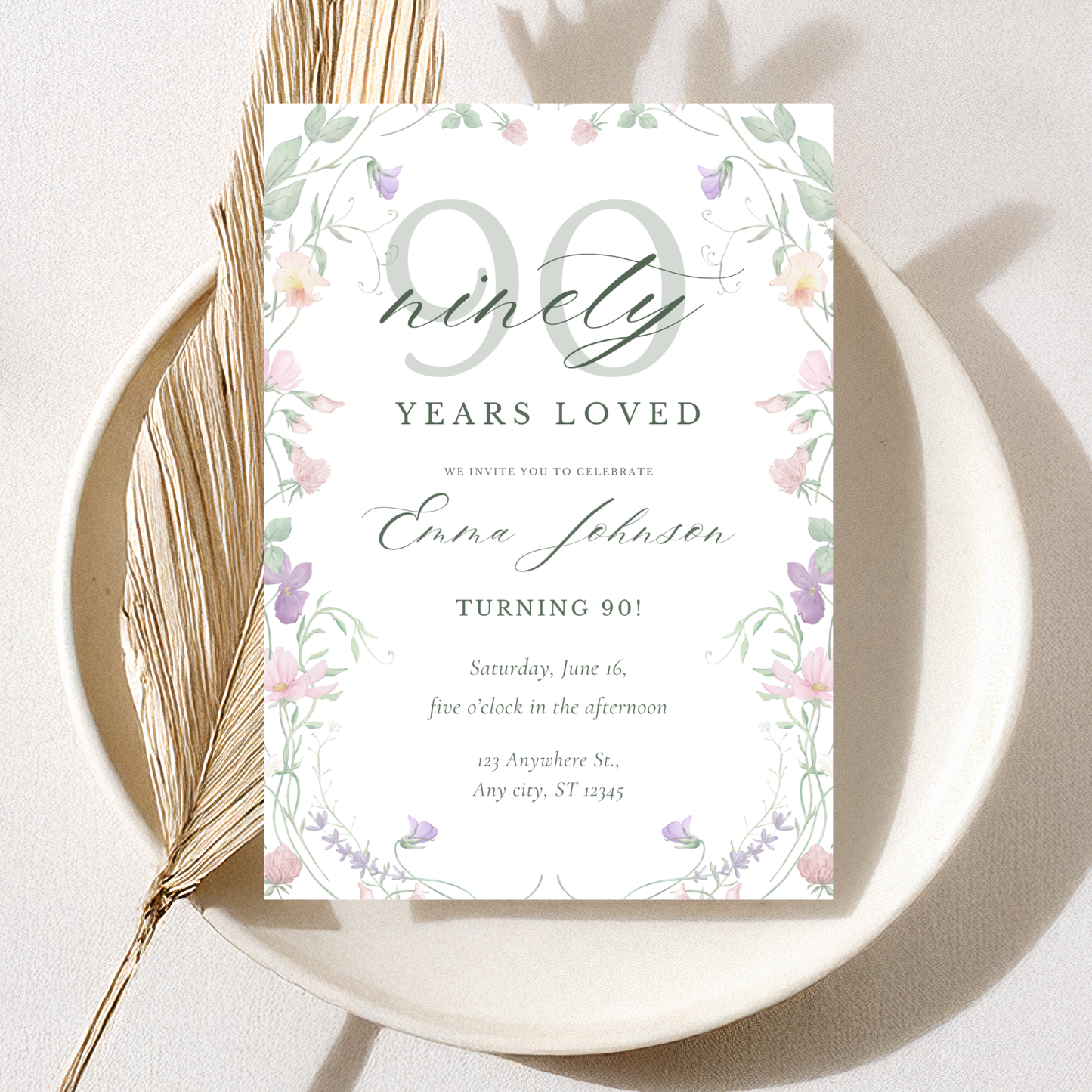 Ninety Years Loved — 90th Birthday Invitation Template by Pretty Digital — view 5