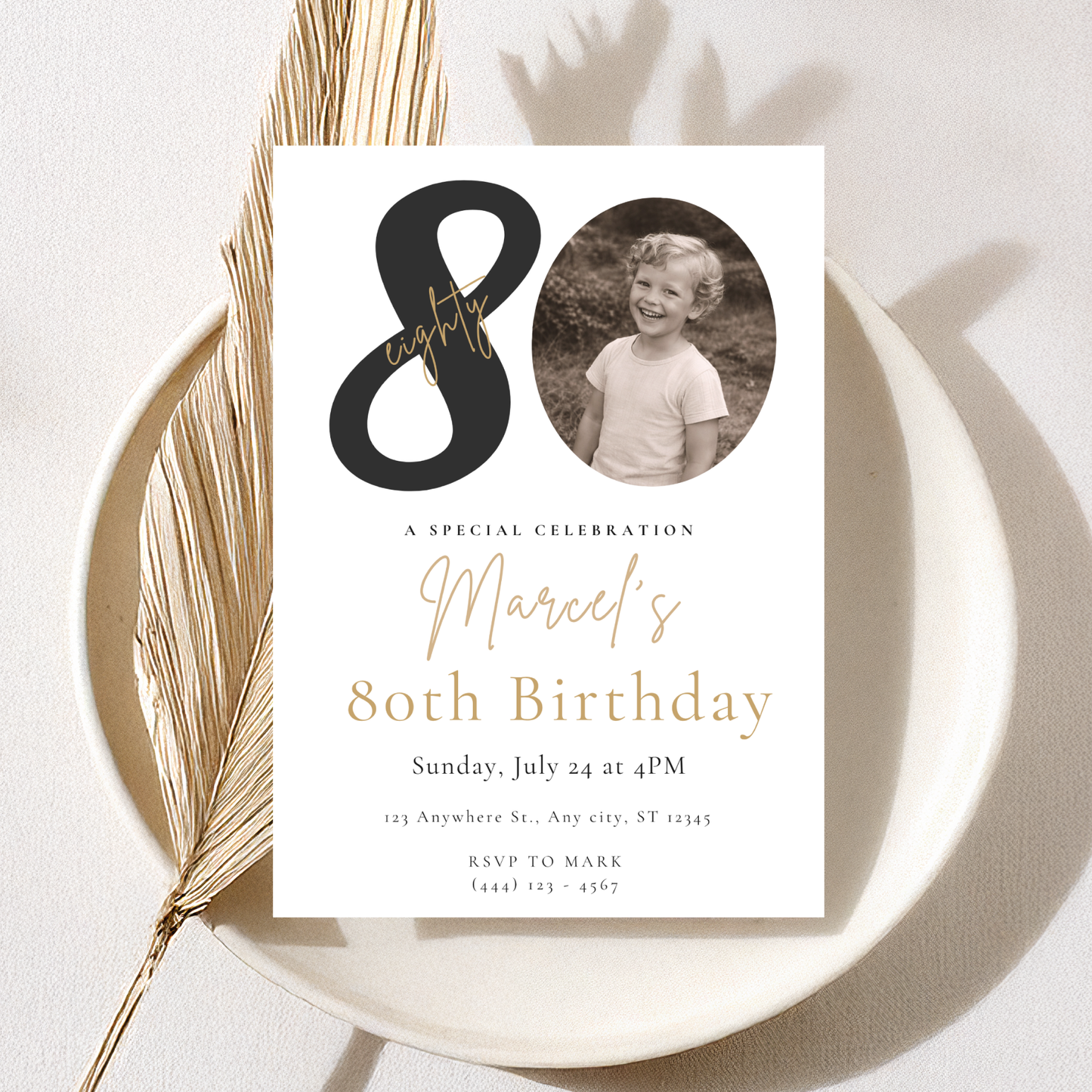 Classic 80th Birthday Invitation by Pretty Digital — view 5