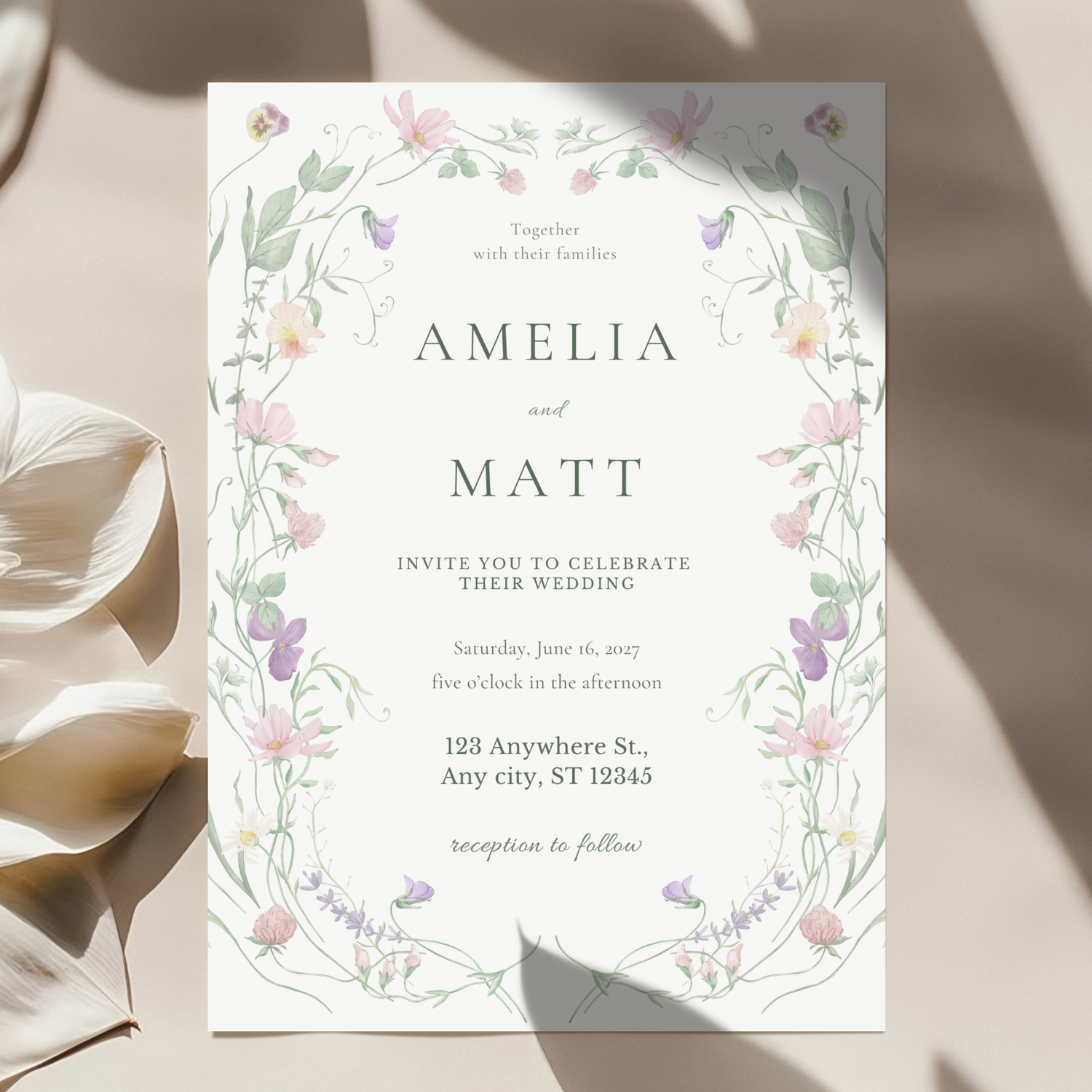 Modern invitation template by Pretty Digital — printable digital download
