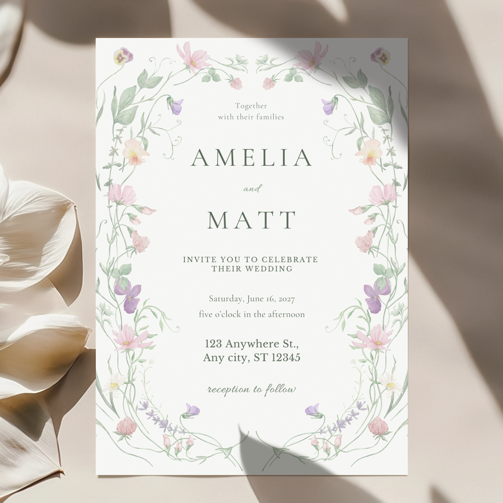 Modern invitation template by Pretty Digital — printable digital download