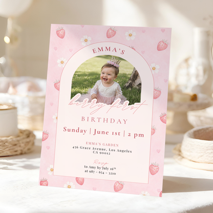 Pastel 1st Birthday Invitation for Girls by Pretty Digital — view 3