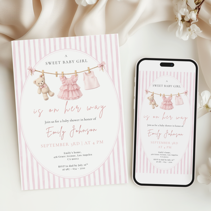A Sweet Baby Girl — Fall Baby Shower Invitation Template by Pretty Digital — view 6