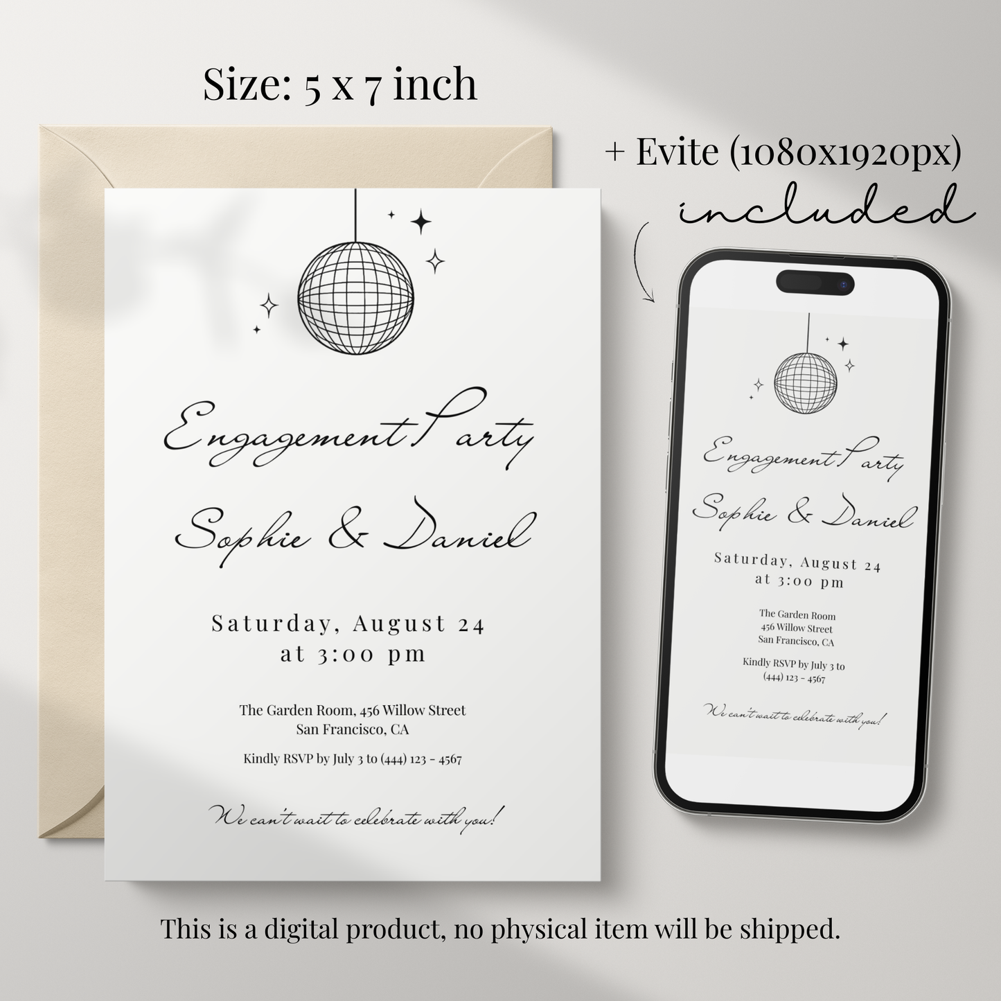 Modern Engagement Party Invitation by Pretty Digital — view 2
