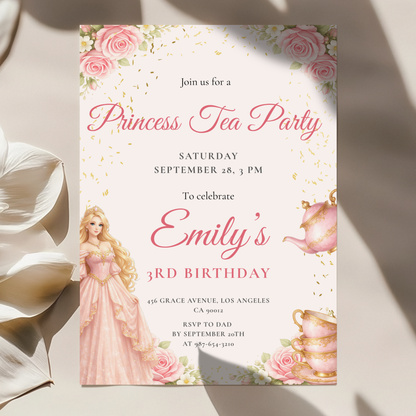 Pastel Princess Tea Party Invitation by Pretty Digital — view 5