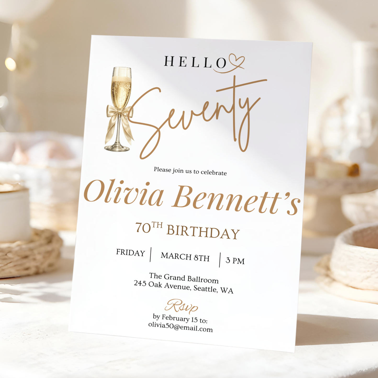 Hello Seventy — 70th Birthday Invitation Template by Pretty Digital — view 10