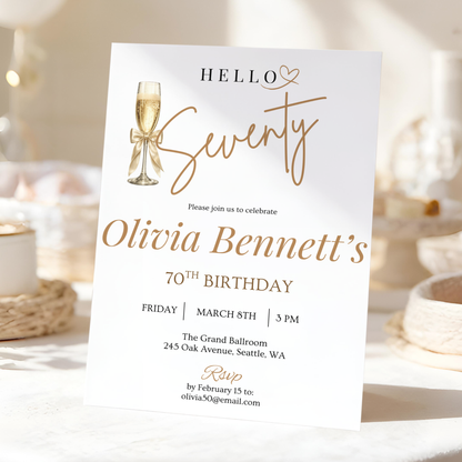 Hello Seventy — 70th Birthday Invitation Template by Pretty Digital — view 10