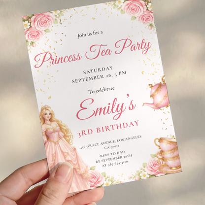 Pastel Princess Tea Party Invitation by Pretty Digital — view 9