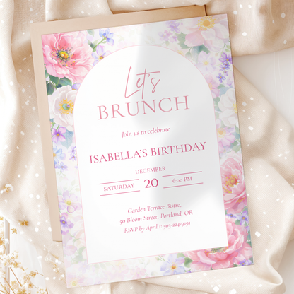 Let's Brunch — Birthday Brunch Invitation Template by Pretty Digital — printable digital download