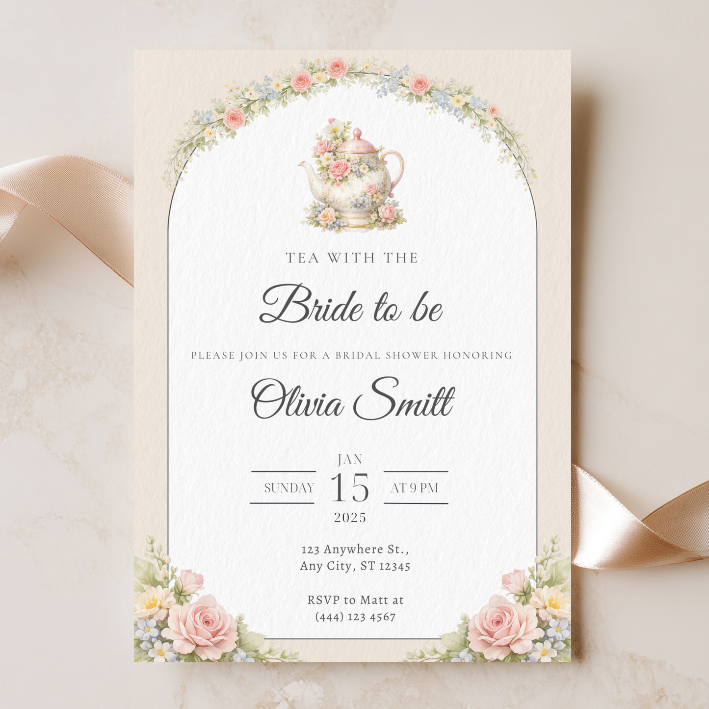Tea With the Bride-to-Be — Bridal Shower Invitation Template by Pretty Digital — view 10